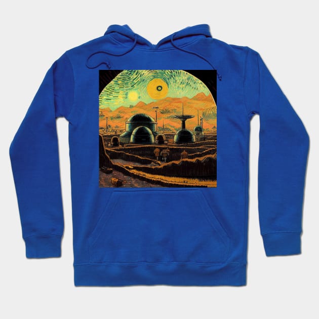 Starry Night in Mos Eisley Tatooine Hoodie by Grassroots Green